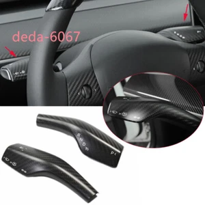 Matte Carbon Fiber Gear Shift Wiper Lever Trim Kit For Tesla Model 3 / Y 2016-23 - Picture 1 of 12