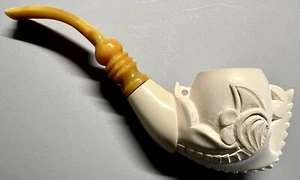 Carved MEERSCHAUM Pipe, Stylized Rooster Head W/ Jagged Cockscomb - Bild 1 von 8