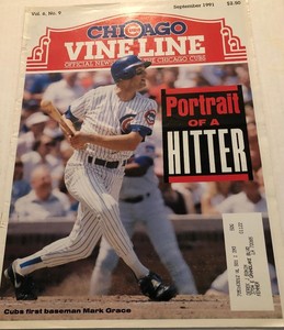 1991 September Chicago Cubs Vine Line Vol 6, No. 9. Mark Grace. 34 pages