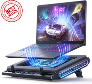 llano V10 Cooling Pad – RGB Laptop Stand 13–17.3" w/ USB & Fan - Picture 1 of 8