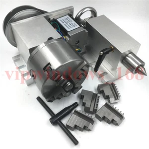 CNC Rotary Axis Tailstock Rotational A 4th Axis 100mm 4-jaw Lathe Chuck Router - Picture 1 of 12