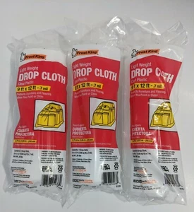 Frost King Lightweight Drop Cloth Clear Plastic 9 ft x 12 ft .7 mil 3 packages - Picture 1 of 3