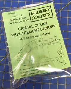 REPLACEMENT CANOPIE FOR 1/72 SCALE SPECIAL HOBBY JUNKERS Ju 388 K/L - Imagen 1 de 2