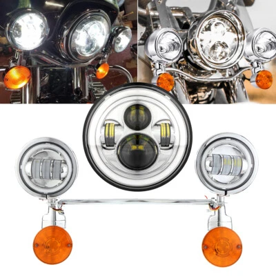 Faro LED 7" + Barra de luces de paso de 4,5" para Kawasaki Vulcan VN 900 1500 1600 Foto 1 de 4