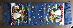 Tender Heart Treasures Table Runner Snowman Christmas Winter blue felt fringe - Picture 1 of 8