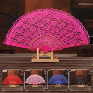 Mujeres Retro Encaje Ventilador Plegable De Mano Baile Boda Ventilador Elegante Vestido Fiesta Decoración - Imagen 1 de 16