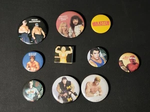 Vintage 80er Jahre Wrestling Pinback Pinbacks Pins - NWA CWA AWA WWF WCW WWE - Bild 1 von 70