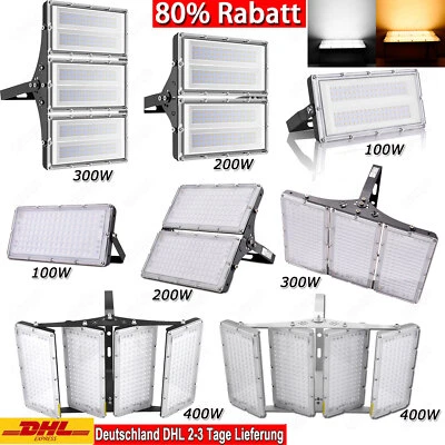 LED Fluter 100/200/300/400Watt Flutlicht Außen Strahler Baustrahler Scheinwerfer - Bild 1 von 4