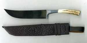 UZBEK NATIONAL SMALL KNIFE PCHAK PICHOK HANDMADE HORN HANDLE (496) - Picture 1 of 5