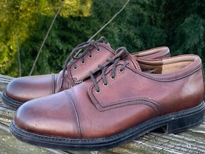 DOCKERS Brown Genuine Leather Lace Up Oxfords Loafers Mens Shoes Sz 9 👠b13 - Picture 1 of 9