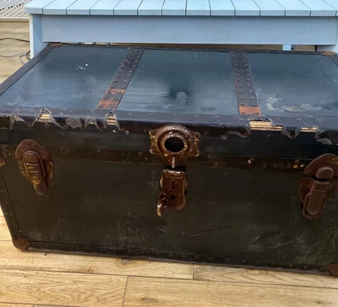 Antique 1920’s Circa Green Steamer Trunk Cover