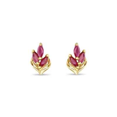 Ruby Leaf Style Studs 14kYellow Gold - Image 1 of 3