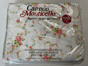 Vintage Cannon Monticello Full Flat Sheet Rose Swirl Pattern Floral - Picture 1 of 4