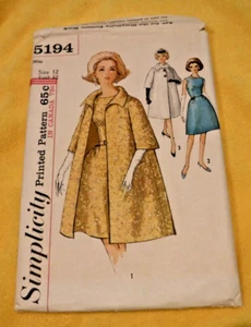 Simplicity 5194 Misses One Piece Dress  Matching Coat Sewing Pattern VINTAGE - Picture 1 of 2