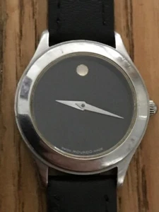 Rare Stainless Steel 28mm Movado Museum Ladies Quartz Watch Leather Strap. - Picture 1 of 10