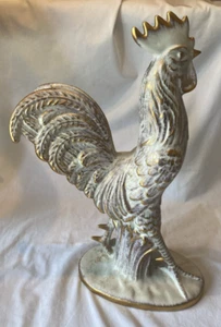 Vtg 20" Haeger White Rooster Gold 22 K GoldTrim Accent 1950s Ceramic Figurine - Picture 1 of 21