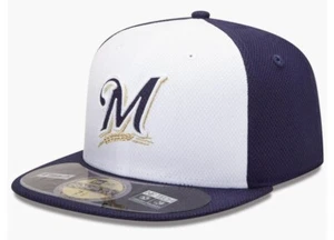 New Era Men Milwaukee Brewers Diamond Era 59Fifty Baseball Cap,Navy/White, 7 1/8 - Picture 1 of 10