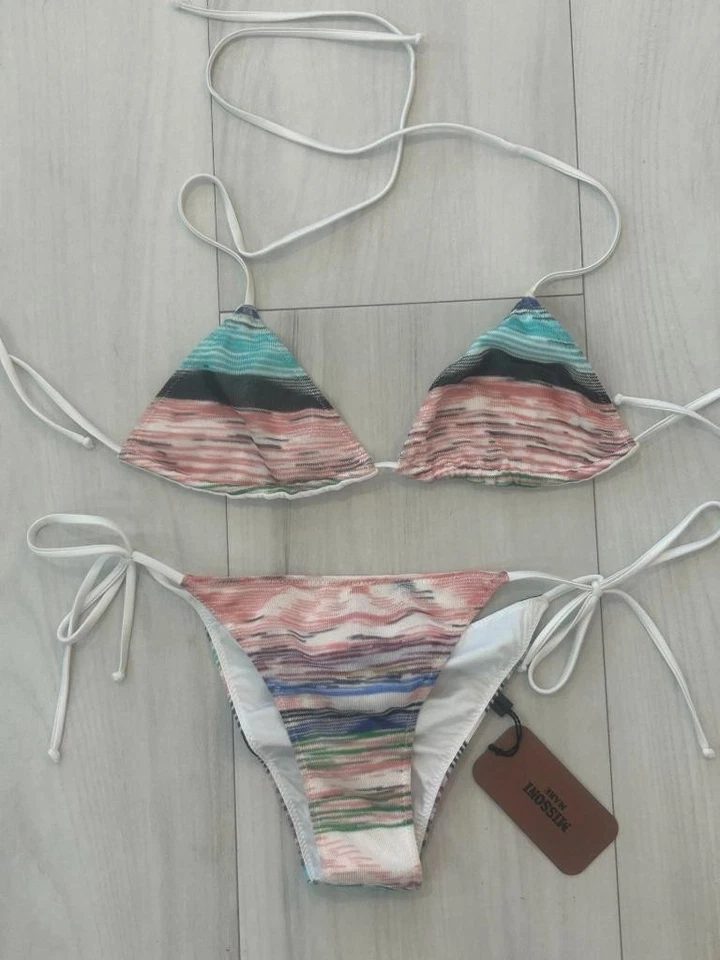 Missoni Stripe 2 Piece Triangle Halter Bikini NWT Size 40 IT US Size 4 Small NWT - Image 1 of 1