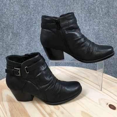 Botas Baretraps Mujer 7 M Rosslyn Botín Cuero Negro Puntera Almendra Bloque Foto 1 de 4