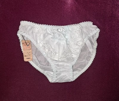Vtg Coquette Panty Japanese Fits XS/S Blue Linen Cotton NWT Kawaii Eyelet Lace - Image 1 of 4
