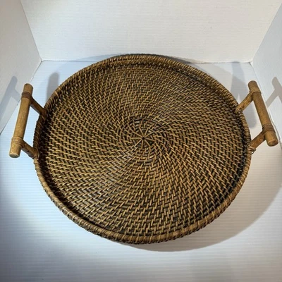 Bandeja para servir de ratán de 15" con asas entretenido resistente exhibición de almacenamiento de pan Foto 1 de 4