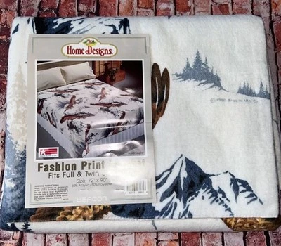 Vintage 80s Beacon Home Designs EAGLE Fashion Print Blanket 72'x90" - NEW - Image 1 of 4