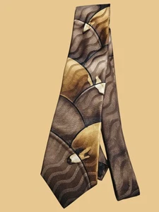 Murano Silk Tie Brown Gold Tone Geometric Pattern 3.5x62 - Picture 1 of 2
