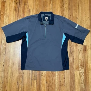 Footjoy Golf Hydrolite Regenshirt Herren L Navy Grau Kurzarm 1/4 Zip - Bild 1 von 8