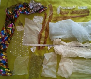 100g Assorted Sheer Mesh Lace Off Cuts Remnants net see through lace bundle SN3 - Picture 1 of 7