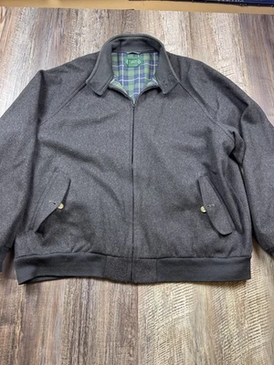 VTG IZOD Jacket Mens XL Black Full Zip Wool Blend Plaid Flannel Lined Bomber 90s - Image 1 of 4