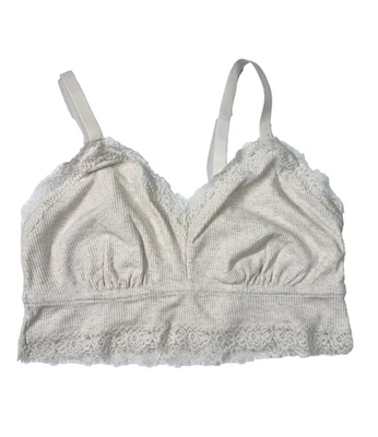 NWT! Aerie Bralette Bra V Neck Ribbed Lace Cream Adjustable Strap Size XL - Image 1 of 4
