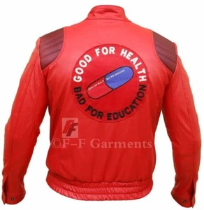 Chaqueta de cuero vintage de motocicleta roja cápsula bordada Akira Kaneda - Imagen 1 de 6