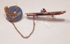 Vintage  EXCELSIOR USS LAKE CHAMPLAIN Navy Ship, Brooch Tie Pin w/ Chain - RARE!