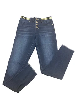 Jeans Bebe Ragazza Sfilati Orlo Elastici Vita Elastica Moschetta Bottone Taglia 14 Ragazze - Foto 1 di 12