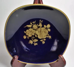SCHUMANN ARZBERG Bavaria Germany Cobal Blue Gold FLORALCenter 7 1/2" Square Bowl - Picture 1 of 5