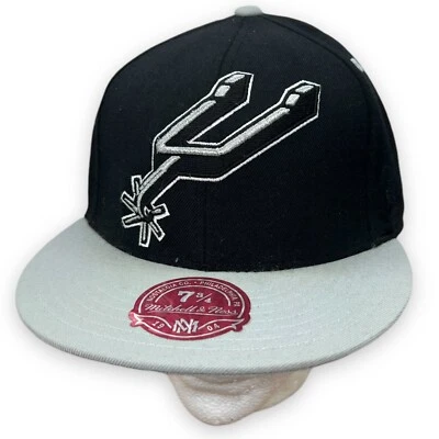 San Antonio Hat Fitted Mens 7 3/4 Black Gray 100% Wool Mitchell Ness NBA - Image 1 of 4