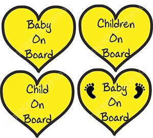 BABY ON BOARD CHILD CHILDREN FOOTPRINT HEARTS SAFETY STICKER CAR VEHICLE SIGNS  
