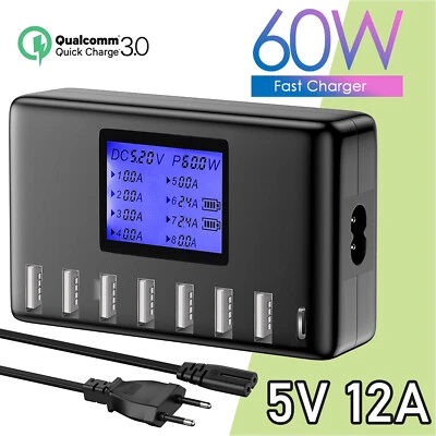 8 Fach USB Schnellladestation Hub Mehrfach Multi USB Port Ladegerät Adapter DE - Bild 1 von 4