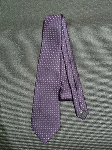 Mens Kingston 100% silk purple smart geometric tie 3.5" wide 57" long - Picture 1 of 3