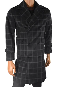 INC International Concepts Mens Over Coat New XS Black Plaid Wool Jacket - Picture 1 of 9
