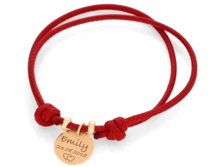 Armschmuck Baumwollarmband Anhänger rosé vergoldet Kinderarmband Taufschmuck - Bild 1 von 5