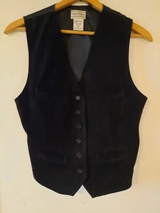 Men's Vintage Expressions Black Suede Leather Biker Western Vest M, Pockets - Picture 1 of 7