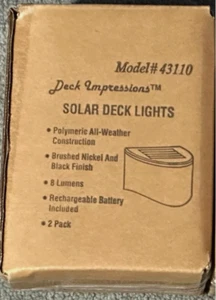 💡Hampton Bay/Deck Impressions 2-Toned Solar LED Deck Lights 2 Pack Model 43110 - Picture 1 of 1