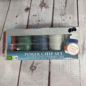 Poker Chips Set of 100 Las Vegas Style Stackable Tray Classic Games Heavy Weight - Picture 1 of 5