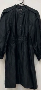 country road Dress Long Sleeve 8 Black Buttoned Linen Blend #03A - Picture 1 of 11