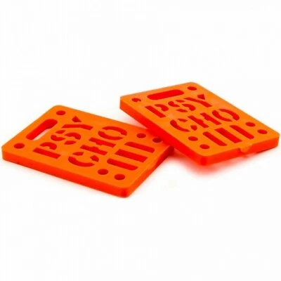 VISION PSYCHO STENCIL LOGO 1/4" SKATEBOARD TRUCK RISERS - ORANGE