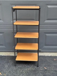 Vintage Longaberger Foundry 5-Tier Wrought Iron Rack with Wood Shelving - Picture 1 of 8