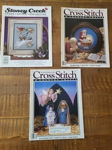 Vintage Lot of 3 Magazines 80's Stoney Creek Christmas Cross Stitch Pattern - Picture 1 of 12