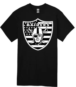 RAIDERS AMERICAN FLAG LOGO PREMIUM VINYL T- SHIRTS TOP SELLER! - Picture 1 of 2