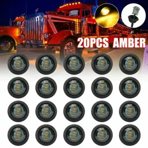 1-20X Smoked Amber 3/4" Bullet Round LED Side Marker Lights for Trailer Truck RV - Picture 1 of 18